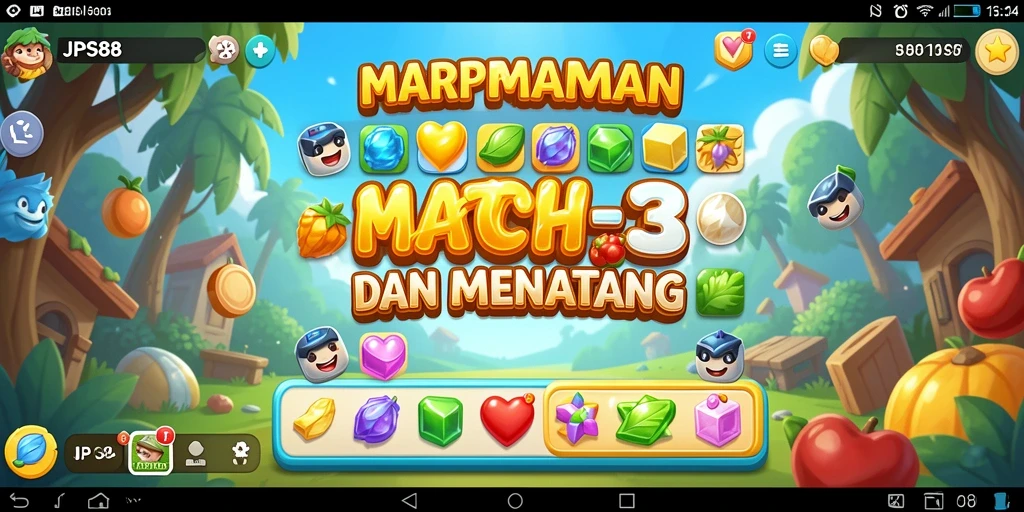 Tampilan gameplay seru saat mencocokkan permata dalam JPS88.