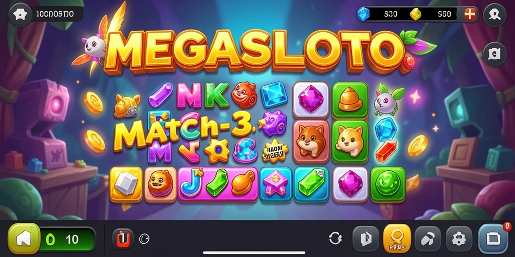 Tampilan gameplay MEGASLOTO yang seru dan penuh warna.