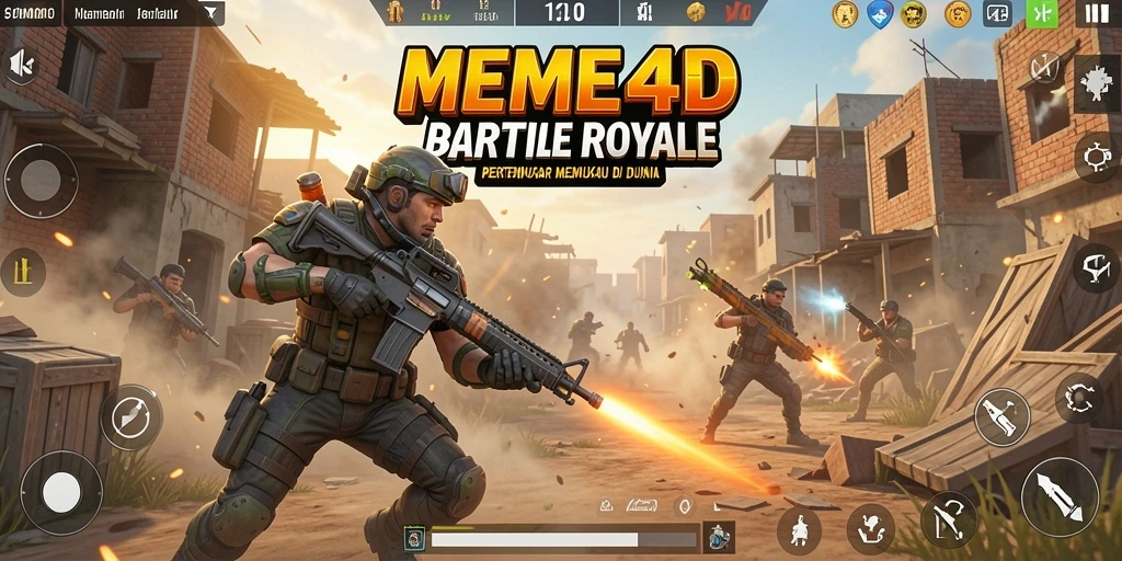 Screenshot gameplay menarik dari pertarungan Battle Royale di MEME4D.