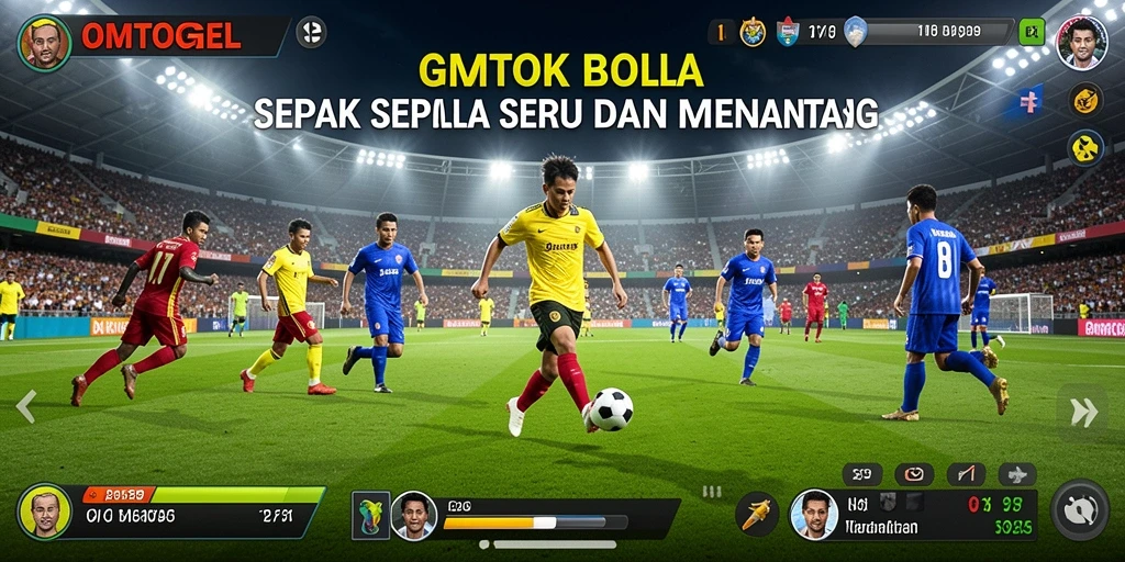 Screenshot gameplay OMTOGEL dengan aksi sepak bola yang seru.