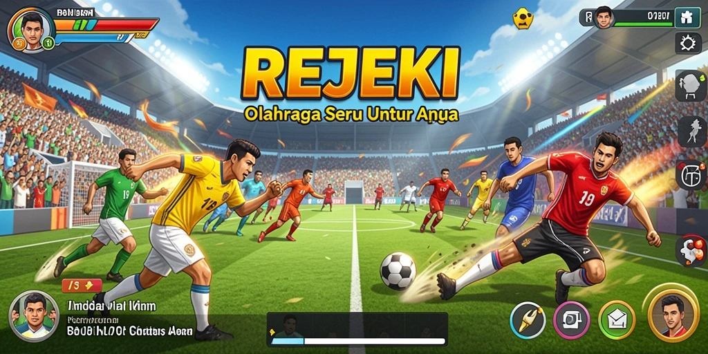 Tampilan gameplay seru dalam REJEKI dengan aksi olahraga yang dinamis.