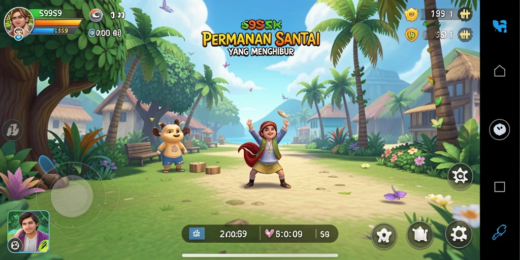 Screenshot gameplay S9S9 yang menunjukkan suasana permainan yang ceria.